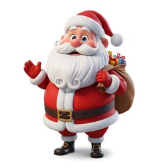 Traditional Santa Claus holding gift list, classic Christmas character perfect for holiday greeting cards and festive seasonal celebration designs.