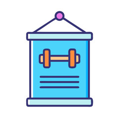 Motivational fitness poster with dumbbell graphic in pastel colors against black background