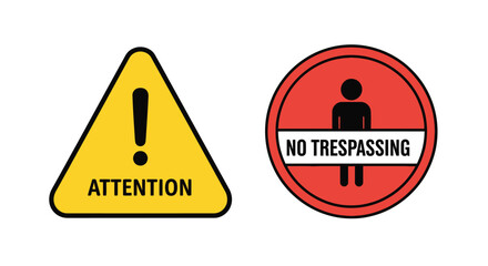 Obraz premium Warning and no trespassing signs attention to restricted area access