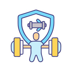 Vector image of a protected weightlifter symbolizing fitness security and gym safety