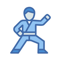 Stylized Karate Practitioner Ready for Combat Against a Black Background