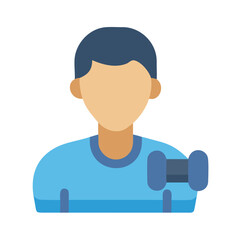 Flat design illustration of a fitness man lifting dumbbells, gym workout