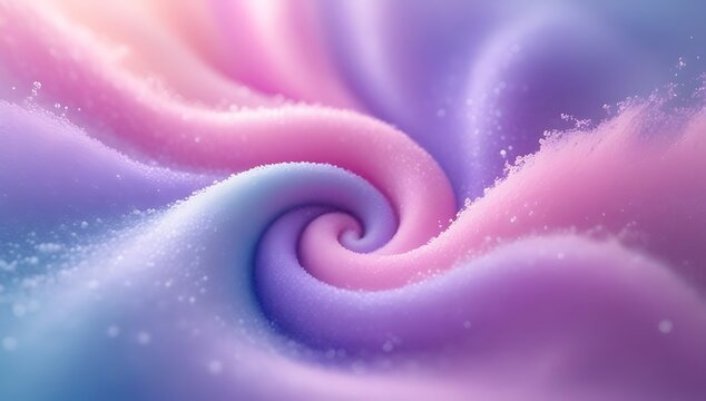 Dreamy pastel pink, purple, and blue swirl with granular texture and shimmering particles creating a soft, ethereal vortex grainy background. - Powered by Adobe