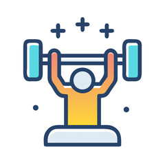 Weightlifting Success Illustration: Athlete Holding Barbell Overhead with Sparkles, Fitness Achievement