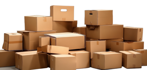 A pile of cardboard boxes for shipping and storage