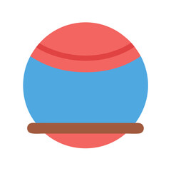 Abstract graphical illustration of a globe with red and blue sections on black backdrop