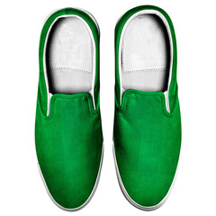 Give A Boost To Artwork By Using This Top View Casual Slip on Shoe Mockup In Fern Green Color.