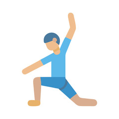 Cartoon yoga pose figure illustration demonstrating healthy fitness routine with black background