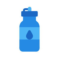 Blue water bottle illustration showing hydration with a minimalist aesthetic on black