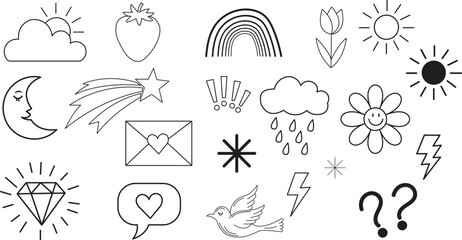 Fototapeta premium Hand drawn doodle icons set on white background