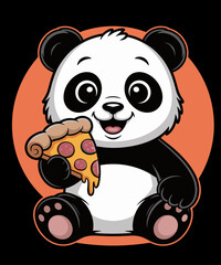 Fototapeta premium Funny Panda Eating Pizza Graphic Panda Lover