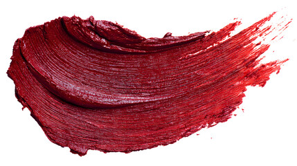 Deep Red Lipstick Smear with Textured Brush Strokes isolated on a transparent background