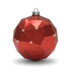 Luxurious red Christmas ornament with faceted geometric design, elegant holiday decoration perfect for sophisticated festive cards and premium displays.