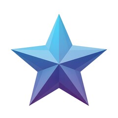 Vibrant blue gradient star with rainbow colors, modern Christmas decoration perfect for colorful holiday cards and contemporary festive designs.