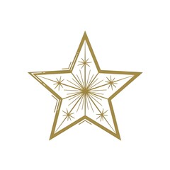Elegant gold wireframe star with hollow design, sophisticated Christmas decoration perfect for modern holiday cards and minimalist festive displays.