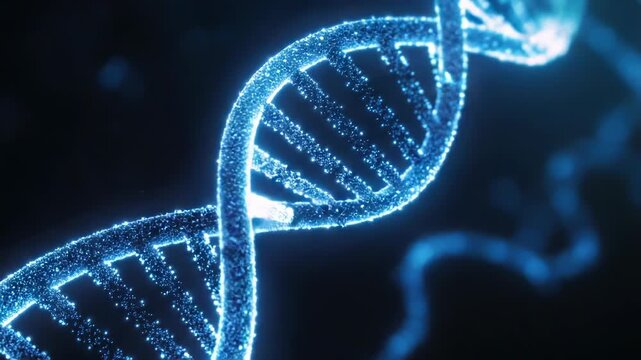 A detailed view of the double-stranded helix structure of DNA molecule