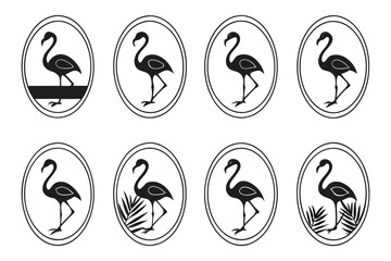 Minimal flamingo outline icon set in vibrant colors