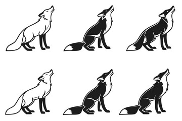 Minimalist fox outline icon set in black and yellow