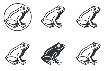 Minimal frog outline icon set with yellow and black accents