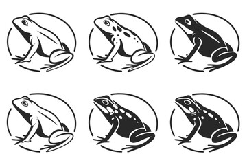 Minimal frog outline icon set with vibrant colors