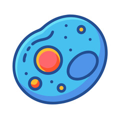 Stylized flat icon of a biological cell with various internal components