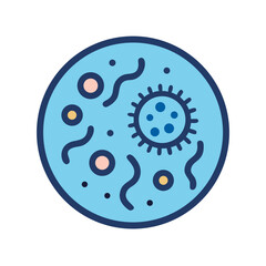Vector Illustration of a Bacterium or Virus Cell in Blue Color