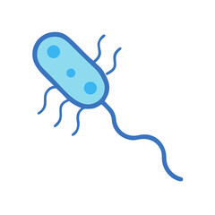 Stylized bacterium with flagella illustration on black backdrop for scientific purposes