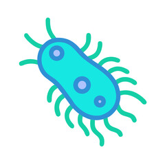 Simple flat vector illustration of a blue and green bacteria cell on black