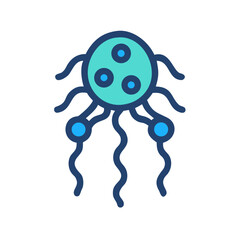 Cartoon Jellyfish on Black Background with Teal and Blue Colors