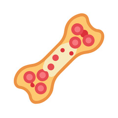 Vector Bone Graphic Isolated on Black Background, Animal Osteology, Pet Treat