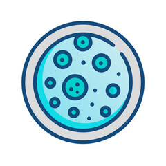 Illustration of bacteria culture in petri dish with blue gradient color tones
