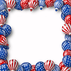Obraz premium Patriotic balloons border with clean white center background