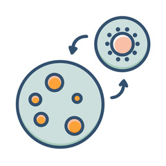 Abstract data synchronization concept between two networked nodes illustrated in flat graphic style