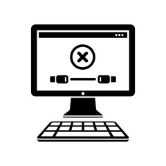 Error cable connection to computer - Vector flat minimal icon