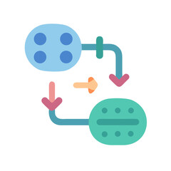 Flowchart depicting a process with rounded elements and arrows on a black background