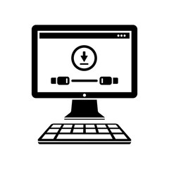 Cable connected to pc for download- Vector flat minimal icon