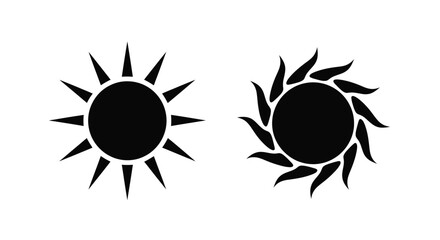 Two contrasting black sun symbols with differing ray styles are shown