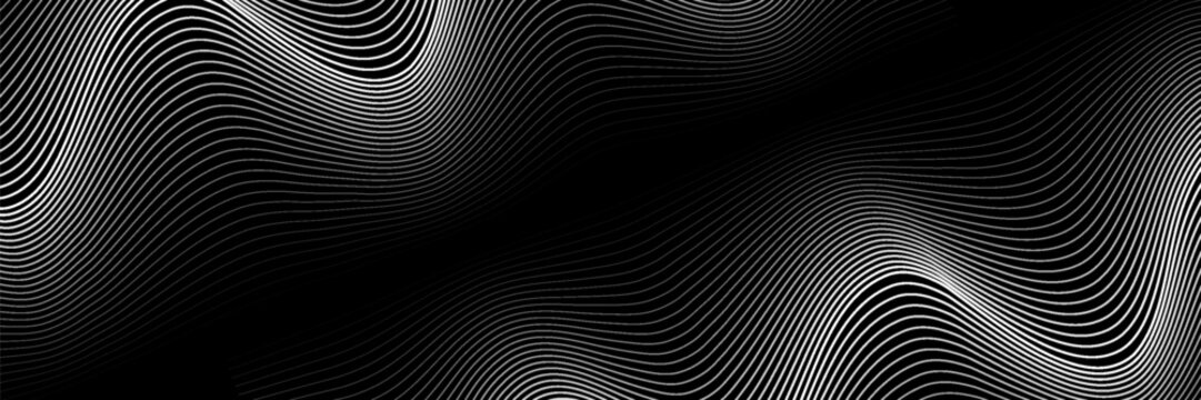 Horizontal line pattern. From thin line to thick. Parallel stripe. Black streak on white background. Straight gradation stripes. Abstract geometric patern.