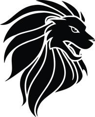 Stylized Black Lion Head Profile Silhouette vector illustration