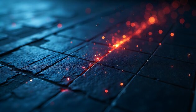 Geometric V-Shape with Red and Blue Light Streaks – Abstract Tech Energy Visual on Dark Background