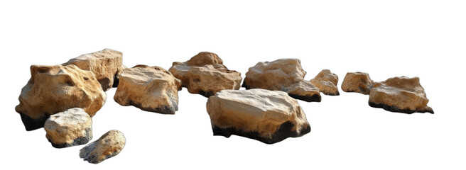 Fototapeta premium A group of natural stones arranged in an outdoor setting