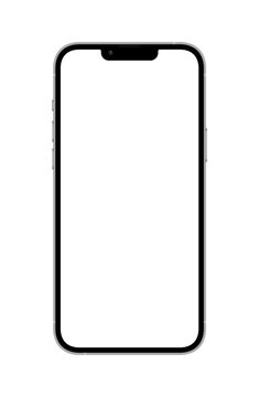 Minimal Phone Mockup &mdash; Realistic Front View Smartphone with Notch Design on Transparent Background