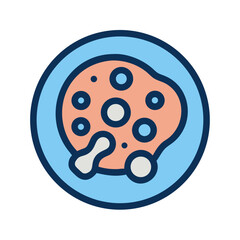Fototapeta premium Petri dish with bacteria colony flat vector illustration on black background