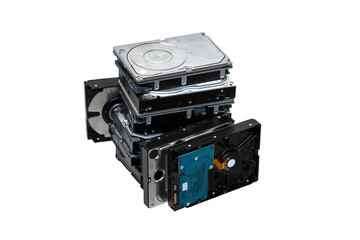 Obraz premium Large Stack of Computer Hard Drives