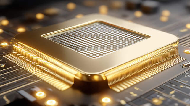 Premium processor socket concept illustrating high value engineering and enhanced computational capability.
