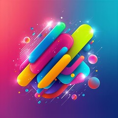Abstract dynamic composition with colorful glossy geometric shapes