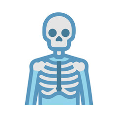 Human skeleton illustration on black background, medical and health concepts