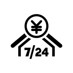 Obraz premium Banking services 7/24 - Vector flat icon