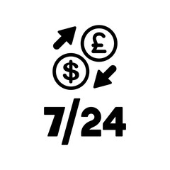 Obraz premium Foreign currency exchange 7/24 - Dollar - sterling - Vector web 