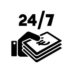 Obraz premium Pay services 24/7 - Euro - Vector web icon
